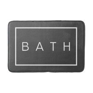 Farmhouse Chic Dark Grey White Simple Typography Bath Mat