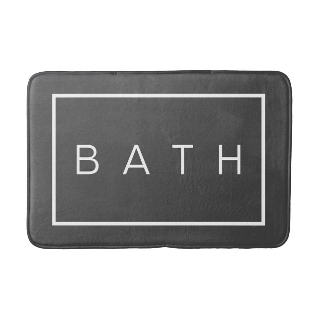Farmhouse Chic Dark Grey White Simple Typography Bath Mat (Front)