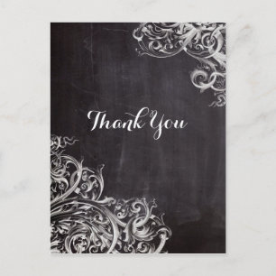 farmhouse chic flourish swirls chalkboard monogram postcard