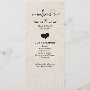 Farmhouse Chic Heart and Wood Wedding Program