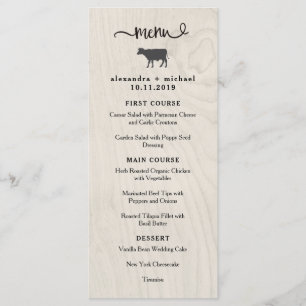 Farmhouse Chic White Wood with Cow Wedding Menu