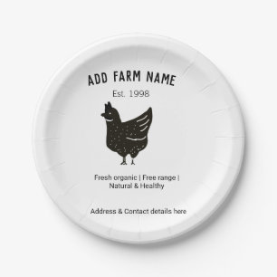 Farmhouse chicken eggs add name year address conta paper plate
