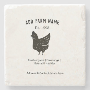Farmhouse chicken eggs add name year address conta stone coaster