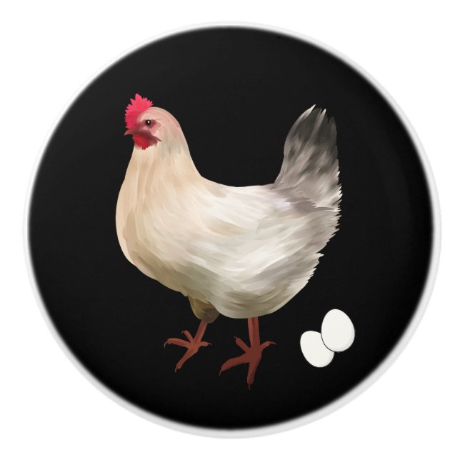 Farmhouse Chicken Eggs Cute Country Ceramic Knob (Front)