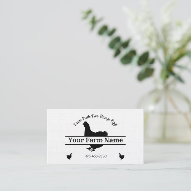 Farmhouse Chicken Split Monogram Egg Business Card (Standing Front)