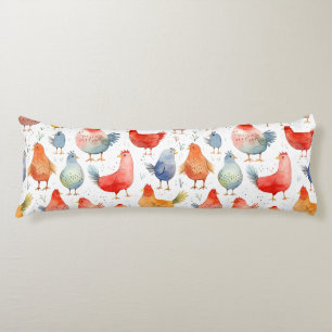 Farmhouse Chickens Body Pillow