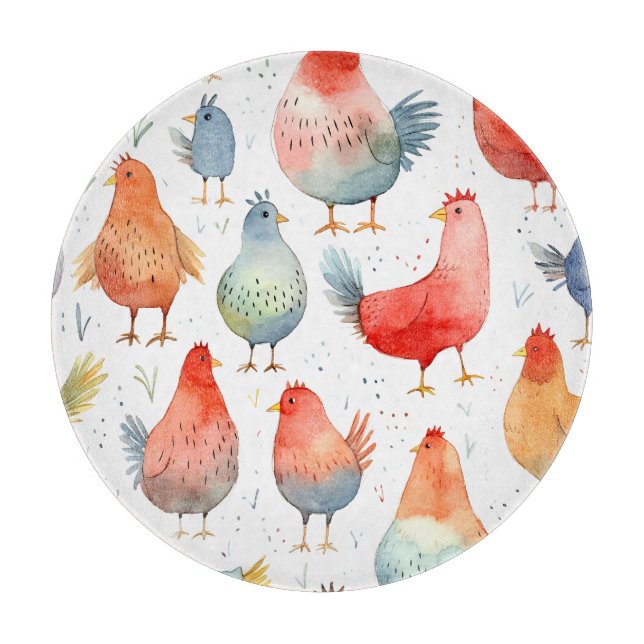 Farmhouse Chickens Cutting Board (Front)