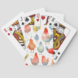 Farmhouse Chickens Playing Cards