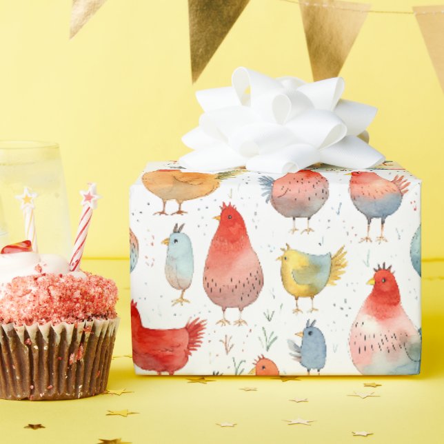 Farmhouse Chickens Wrapping Paper (Birthday Party)