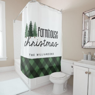 Farmhouse Christmas Country Plaid Family Name 