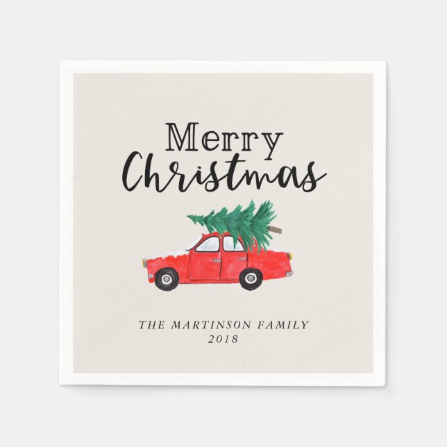 Farmhouse Christmas | Fresh Cut Tree on Car Napkin (Front)