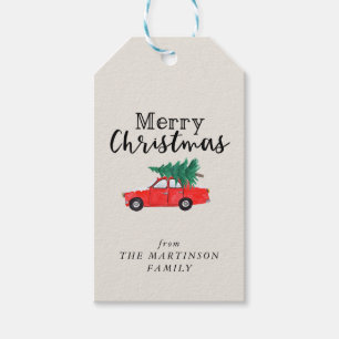 Farmhouse Christmas   Fresh Cut Tree on Red Car Gift Tags