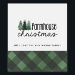 Farmhouse Christmas Green Plaid Family Name   Gift Wine Label<br><div class="desc">Farmhouse Christmas Green Plaid Family Name Wine Label- A lovely rustic touch for your gift giving or entertaining this holiday season. Labels feature pretty hand lettered style lettering that reads " farmhouse christmas" , personalized with your family name and accented with green buffalo plaid. Wine Labels are part of a...</div>