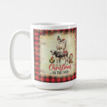 Farmhouse Christmas Holiday Mug, Chickens Cows