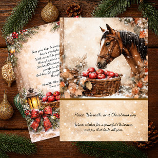 Farmhouse Christmas Horse Winter Scene Card |