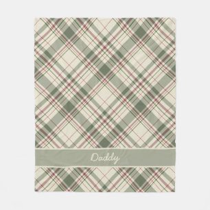 Farmhouse Christmas Plaid with name Fleece Blanket