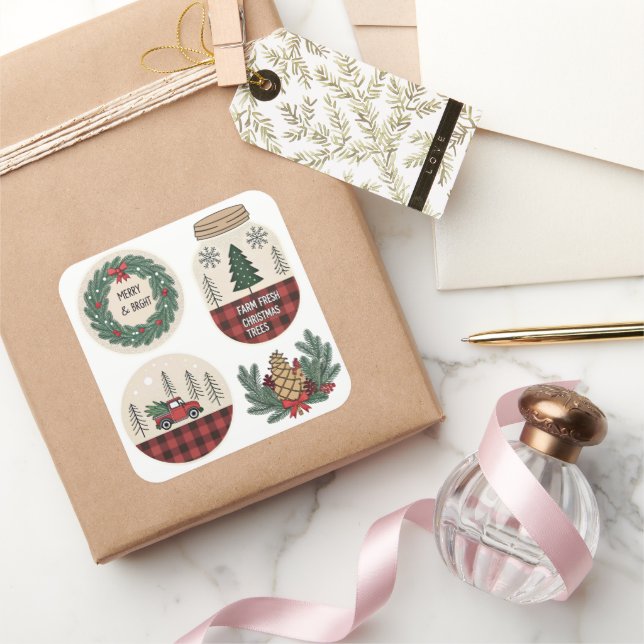 Farmhouse Christmas Sticker Set – Rustic Holiday  (Gifting)