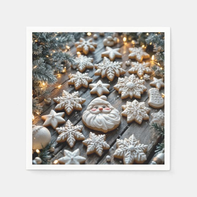 Farmhouse Christmas Sugar Cookies On Wood Napkin (Front)