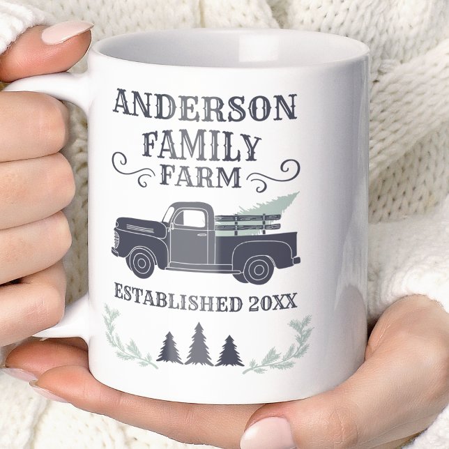 Farmhouse Christmas Tree Family Farm Personalized Coffee Mug (Creator Uploaded)