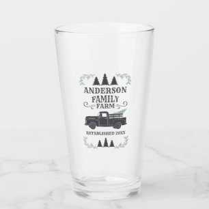 Farmhouse Christmas Tree Family Farm Personalized Glass
