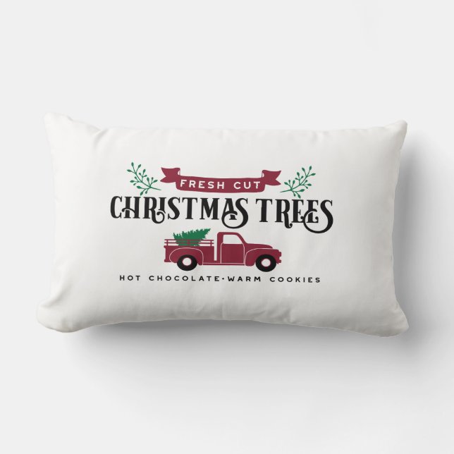 Farmhouse Christmas tree farm Lumbar Pillow (Front)
