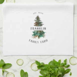Farmhouse Christmas Tree Personalized Family Kitchen Towel