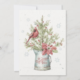 Farmhouse Christmas Tree with Cardinal Holiday Card