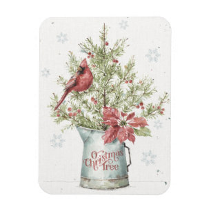 Farmhouse Christmas Tree with Cardinal Magnet
