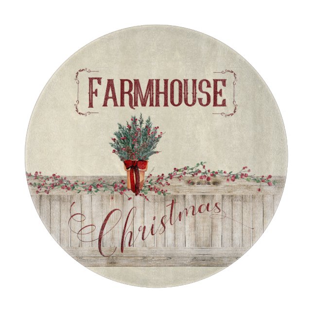 Farmhouse Christmas with Berries and Garlands Cutting Board (Front)