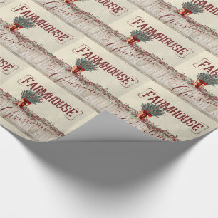 Farmhouse Christmas with Berries and Garlands Wrapping Paper