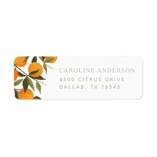 Farmhouse Citrus Orange Branch Return Address (Front)