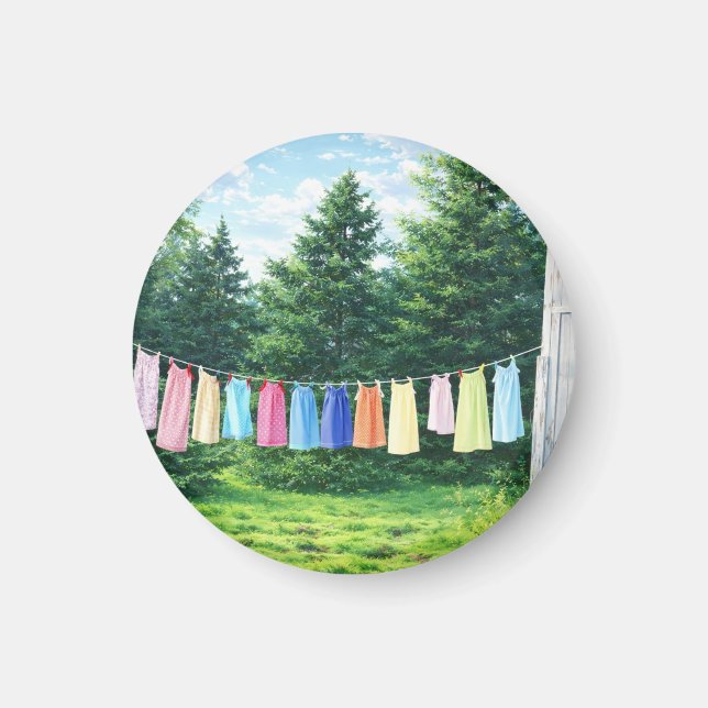 Farmhouse Clothesline Summer Day Magnet (Front)