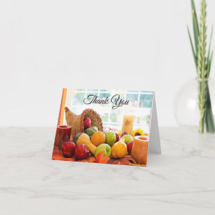 Farmhouse Cornucopia Harvest Table Thank You Card