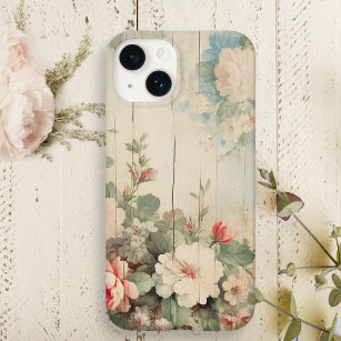 Farmhouse Cottage Rustic Floral on Barn Siding Case-Mate iPhone 14 Case