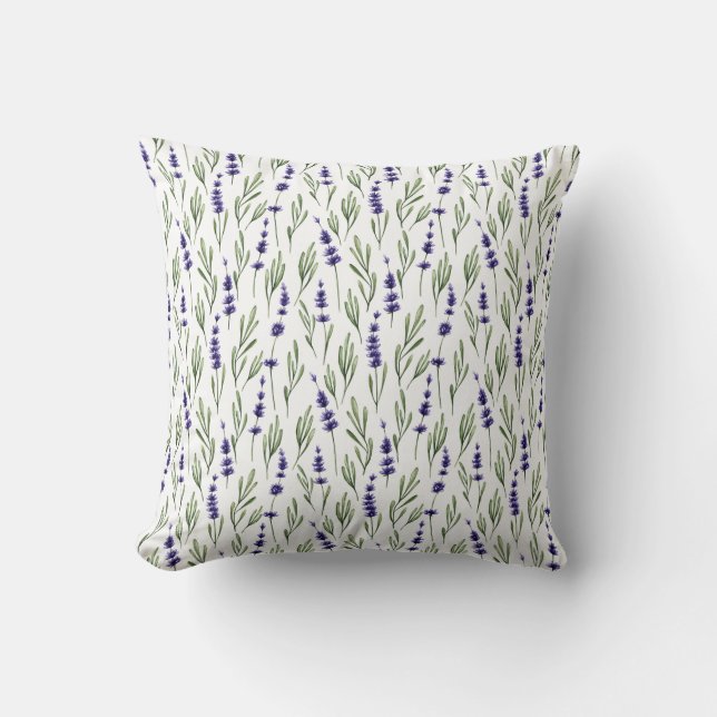 Farmhouse Cottage Spring Lavender Accent Throw Pillow (Front)