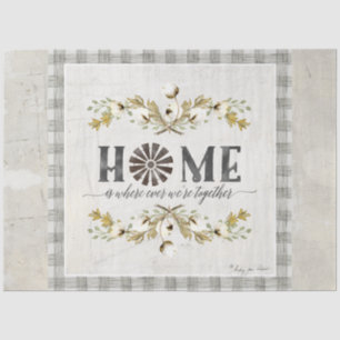 Farmhouse Cotton Autumn Foliage Grey Plaid Home Tissue Paper