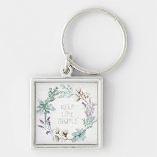 Farmhouse Cotton Typography - Keep Life Simple Keychain