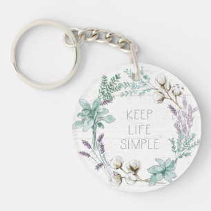 Farmhouse Cotton Typography - Keep Life Simple Keychain