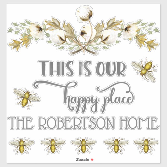 Farmhouse Country Bee w Cotton Our Happy Place (Sheet)