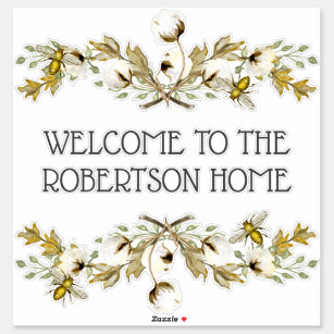 Farmhouse Country Bee w Cotton Welcome Family Name