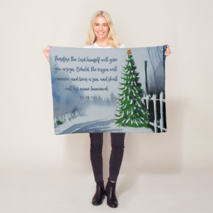 Farmhouse Country Christmas Scripture Watercolor Fleece Blanket