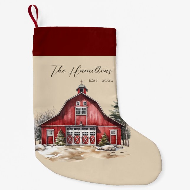 Farmhouse Country Custom Small Christmas Stocking (Front)