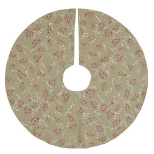 Farmhouse country gold foliage pattern vintage brushed polyester tree skirt