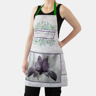 Farmhouse, Country Iris Flower & Eucalyptis Apron