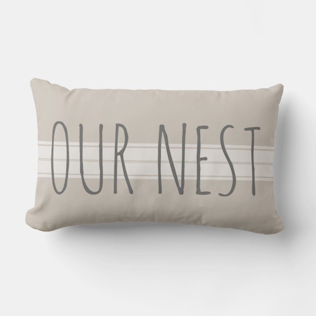 Farmhouse Country Our Nest Family Name Lumbar Pillow (Front)