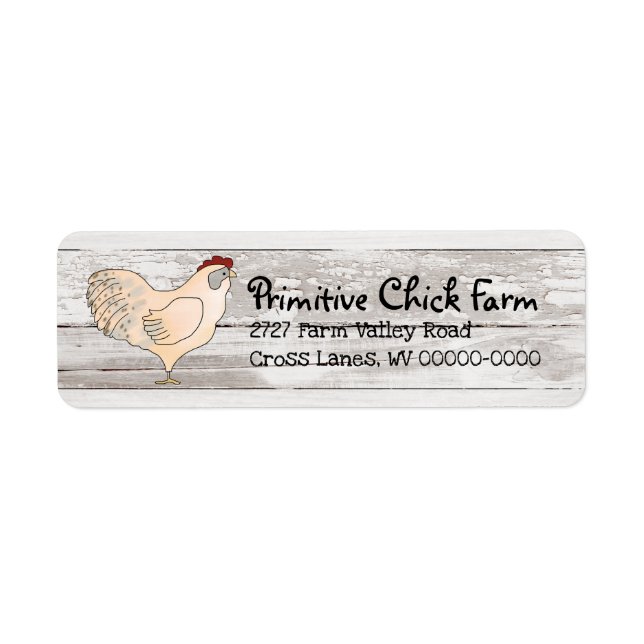 Farmhouse Country Primitive Chicken Wood Label (Front)