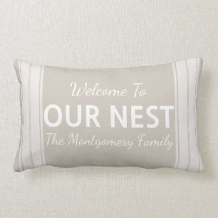 Farmhouse Country Welcome To Our Nest Family Name Lumbar Pillow