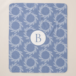 Farmhouse Country White Wheat Wreaths   Monogram Sherpa Blanket