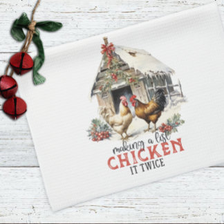 Farmhouse Cute Fun Chicken Christmas  Kitchen Towel