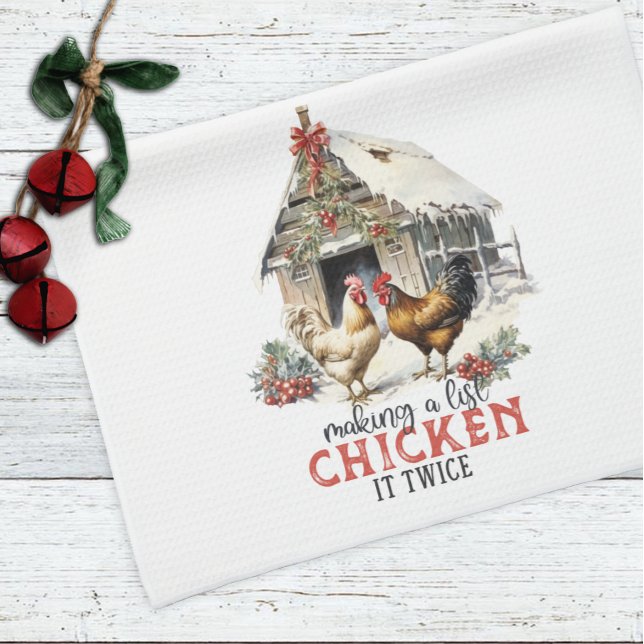 Farmhouse Cute Fun Chicken Christmas  Kitchen Towel (Creator Uploaded)